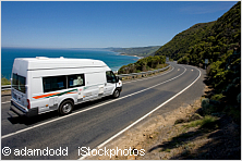 Campervan driving along great ocean road