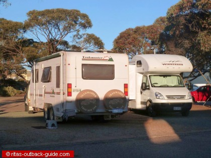 Campervans at a caravan park