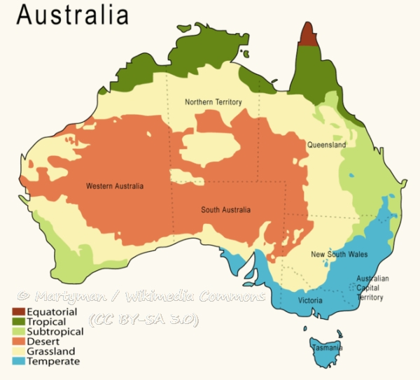 Map with Australian climate zones Map with Australian climate zones