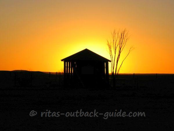 Sunset in the Outback town Marree, at the start of the Oodnadatta and Birdsville Tracks