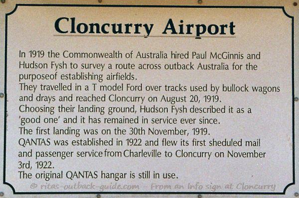 Info sign at the airport in Cloncurry tells the story of Qantas Info sign at the airport in Cloncurry tells the story of Qantas