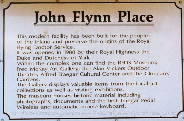 John Flynn place includes the RFDS museum, an cultural centre and art gallery John Flynn place includes the RFDS museum, an cultural centre and art gallery