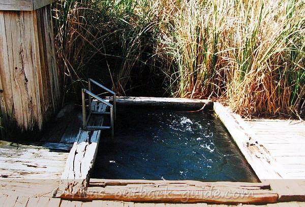 Bubbling water in a wooden pool at Coward Springs