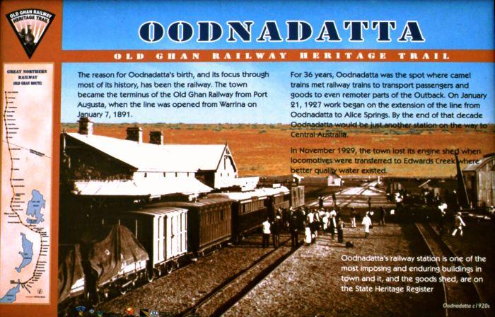 Sign telling about Oodnadatta's history