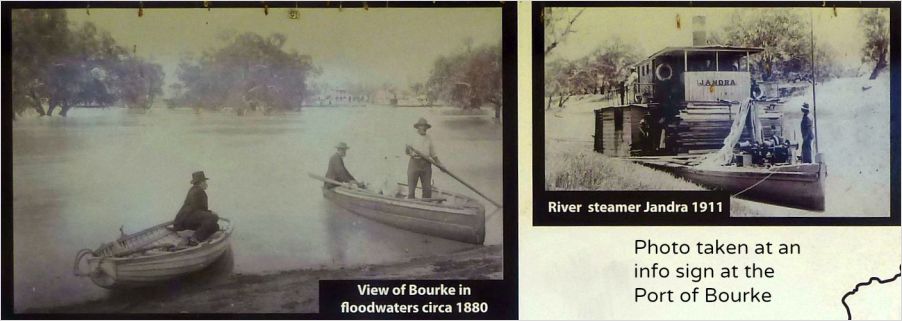 Display with old paddle steamers in Bourke