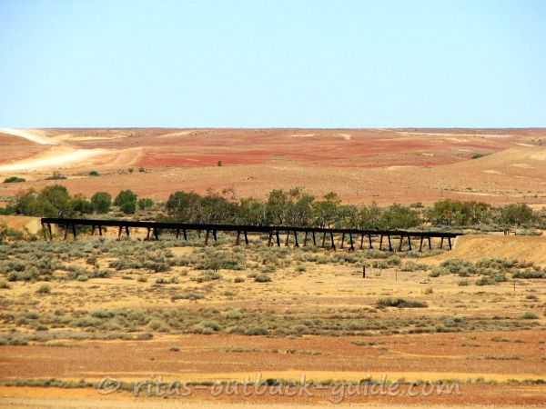 Old wooden railway bridge on the Oodnadatta track