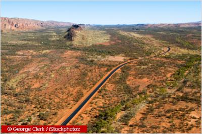 Aerial view of the Stuart Highway